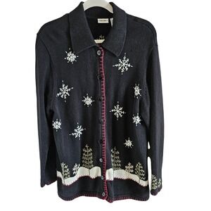Vintage Cherokee Woman SZ XL (14/16) Winter Sweater Chunky Embroidered Holiday